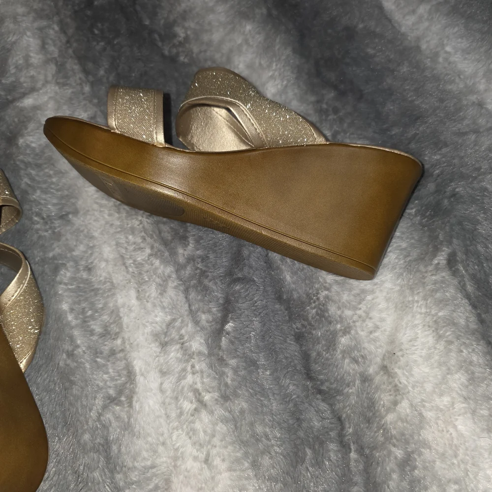 Contessa Metallic Gold Slide Sandals – Sparkle Double-Strap Women’s Slides
